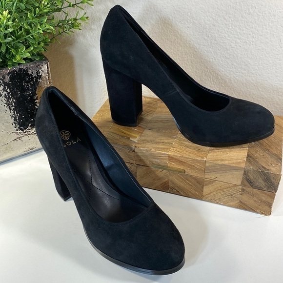 ISOLA block heel pump hayley black suede size 9.5 - Picture 1 of 11